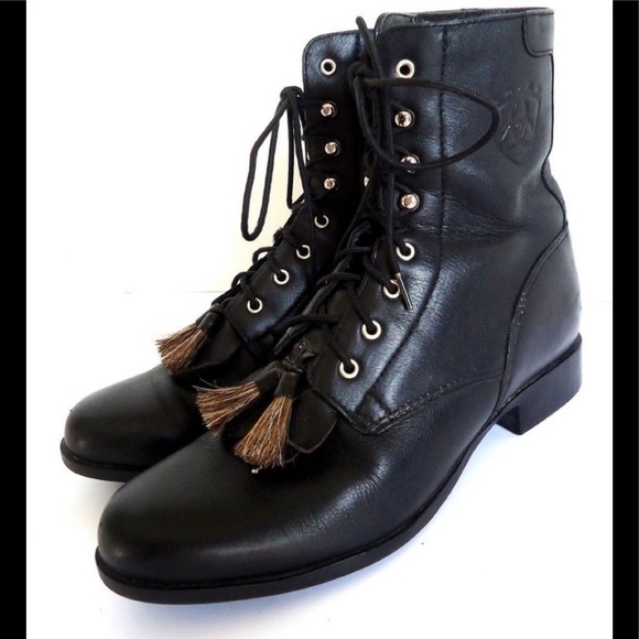 tassel lace up boots